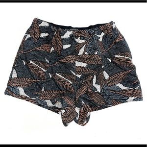 Zara Trafaluc High Waisted Geometric Patterned Embroidered Shorts